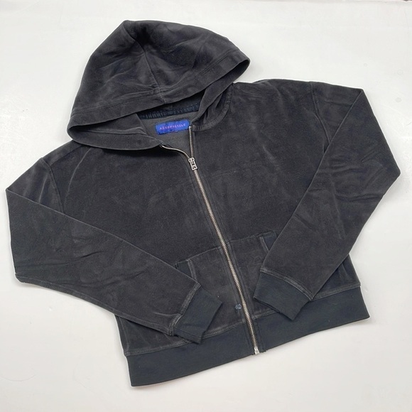 Aeropostale black velour zip up jacket with hood - Picture 1 of 5